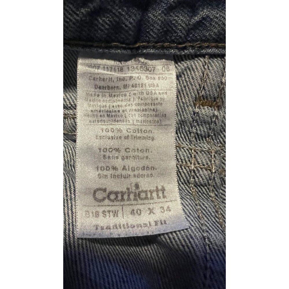 Carhartt Jeans Mens 40x34 Blue Traditional Fit Straight Stonewash Denim Pants - Picture 11 of 12